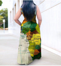 Load image into Gallery viewer, Map Print Sleeveless Maxi Dress
