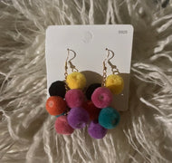 Pom Pom Charm Drop Earrings 