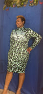 Leopard Print Green Dress