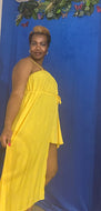 Pleated Yellow Maxi Dress