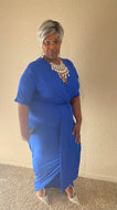 Irregular Hem Blue Maxi Dress