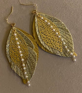 Leaf & Pearl Drop Earrings