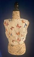 Demin Lace Up Butterfly Crop Vest