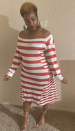 Striped Plus Size Long Sleeve Dress