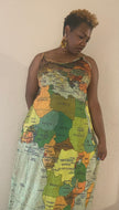 Plus Size Map Print Spaghetti Strap Maxi Dress