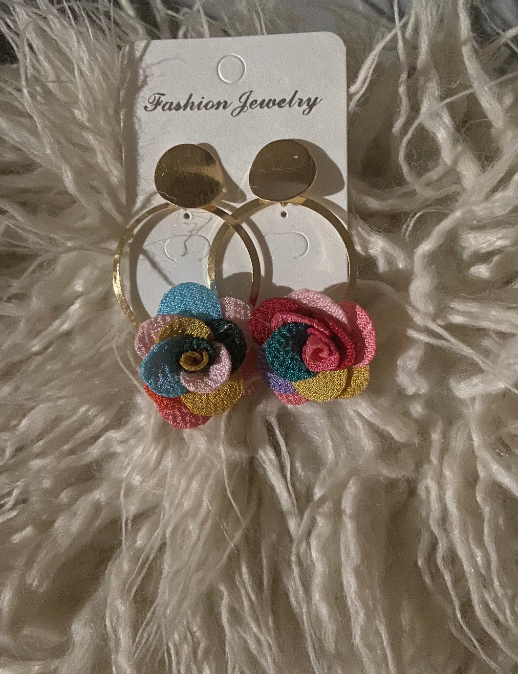 Flower Round Drop Earrings