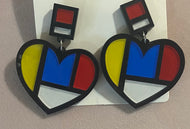 Color Block Heart Drop Earrings