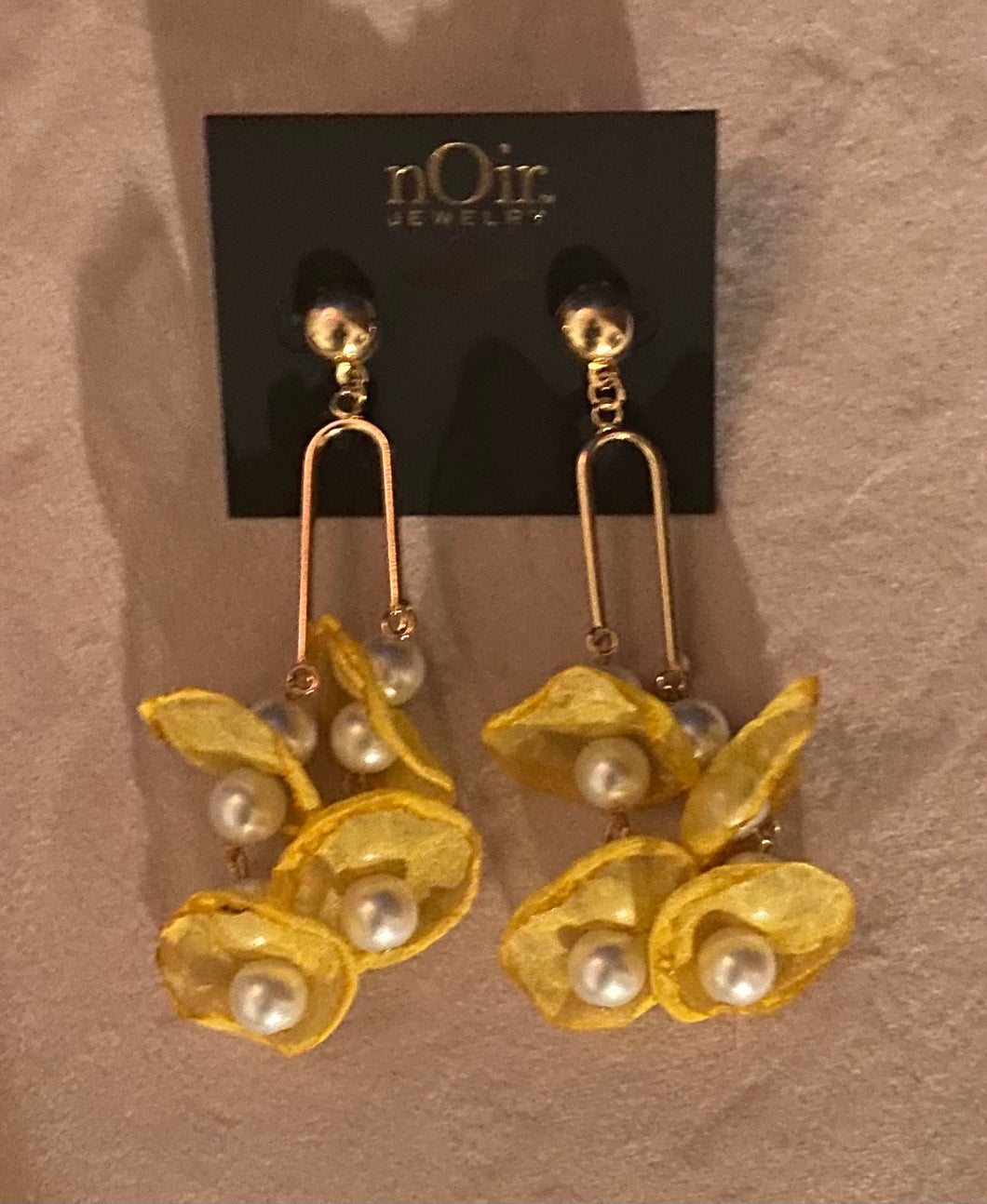 Gold Drop Sheer Pearls Earrings